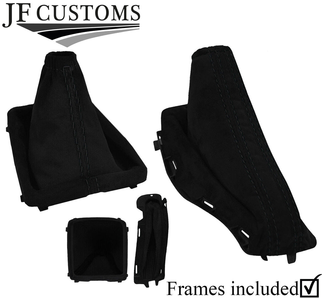BLACK STITCH LUXE SUEDE GEAR+HANDBRAKE+PLASTIC FRAMES FOR FORD FOCUS MK2 05-08