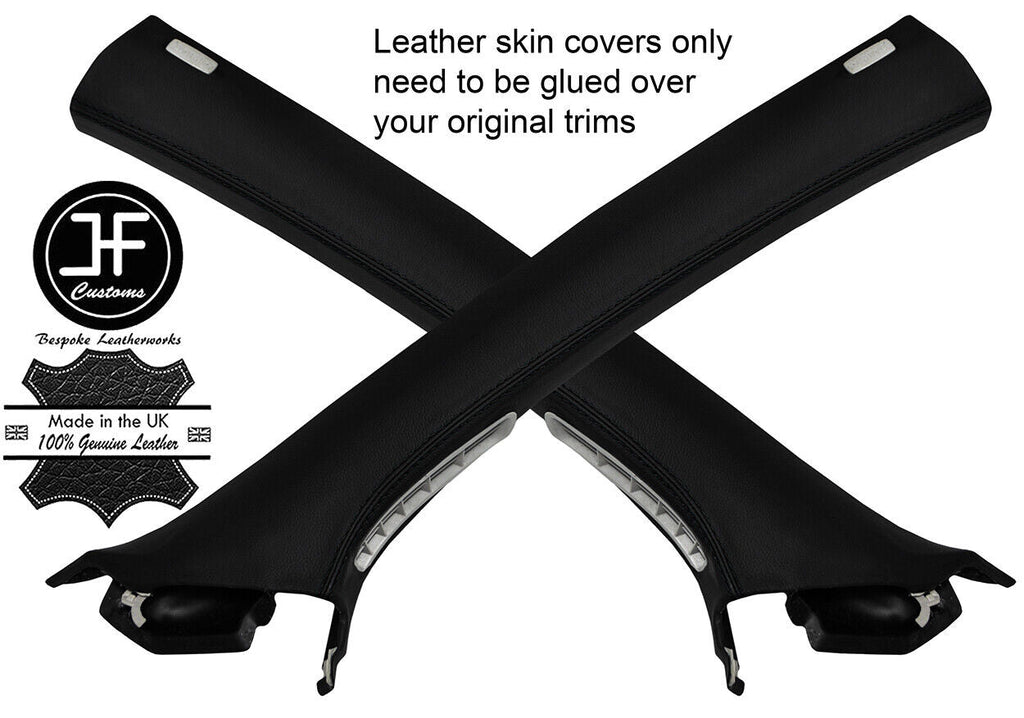 BLACK STITCHING 2X A POST PILLAR LEATHER COVERS FITS VW GOLF MK6 VI 2009-2013