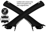 BLACK STITCHING 2X A POST PILLAR LEATHER COVERS FITS VW GOLF MK6 VI 2009-2013