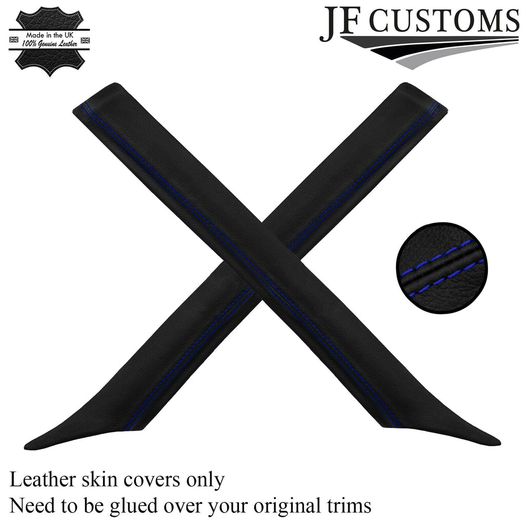 ROYAL BLUE STITCH 2X A PILLAR REAL LEATHER COVERS FITS BMW E30 84-93 CONVERTIBLE
