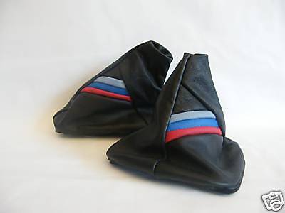 FITS BMW E60 E61 5 Series TRI STRIPES LEATHER GEAR HANDBRAKE GAITER COVERS