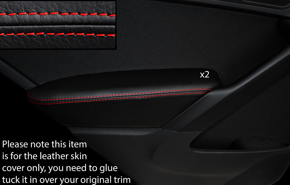 RED STITCH 2X REAR DOOR ARMREST SKIN COVER FITS VW TIGUAN 2007-2015 CUSTOM NEW