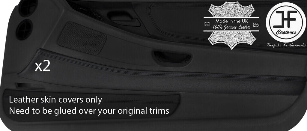 BLACK STITCH 2X MID DOOR CARD TRIM LEATHER COVERS FOR BMW 8 SERIES E31 90-99