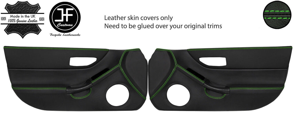 GREEN STITCH 2X FULL DOOR CARD REAL LEATHER COVERS FITS HONDA CRX DEL SOL 92-97
