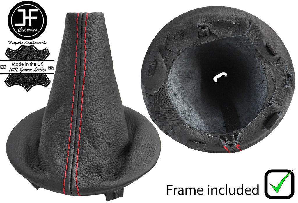 RED STITCH LEATHER GEAR GAITER+PLASTIC FRAME FITS CITROEN BERLINGO 2008-2017