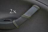 FITS SEAT ALTEA  2X DOOR HANDLE LEATHER COVERS yellow stitching CUSTOM NEW