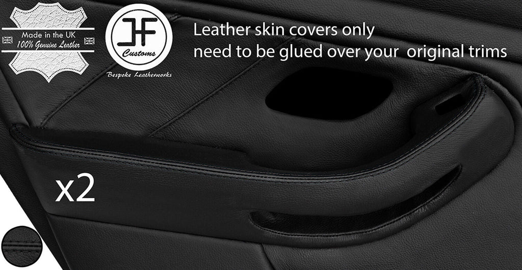 BLACK STITCH 2X REAR DOOR HANDLE ARMREST LEATHER COVERS FITS BMW 5 E39 95-03