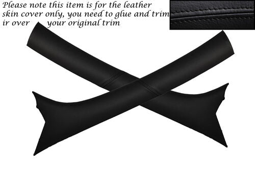 BLACK STITCH 2X A PILLARS LEATHER SKIN COVERS FITS FORD KA 1996-2009 CUSTOM NEW