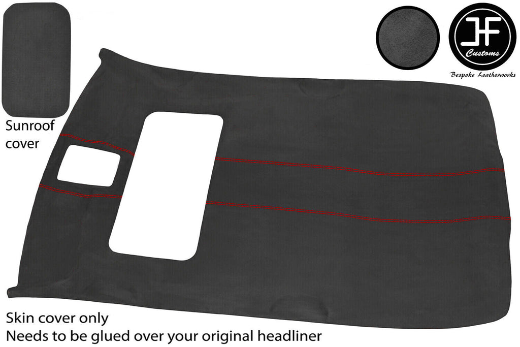 RED STITCH SUN ROOF HEADLINING DARK GREY LUXE COVER FOR VW GOLF MK4 5 DOOR