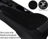 BLACK DOUBLE STITCHING SUEDE ARMREST LID COVER FOR CHEVROLET CAMARO 2016-2020