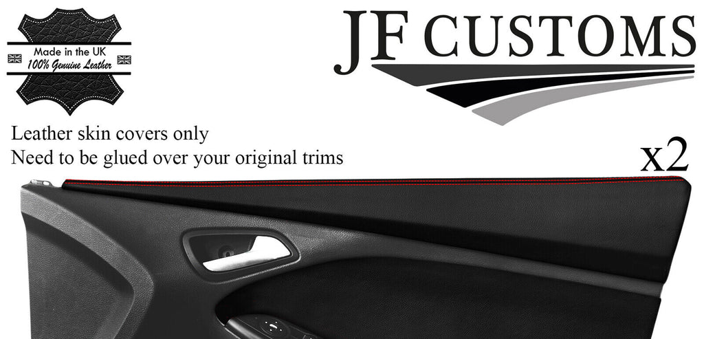 RED STITCH 2X FRONT DOOR CAPPINGS COVERS FOR FORD FOCUS MK3 11-14 5DR JF1