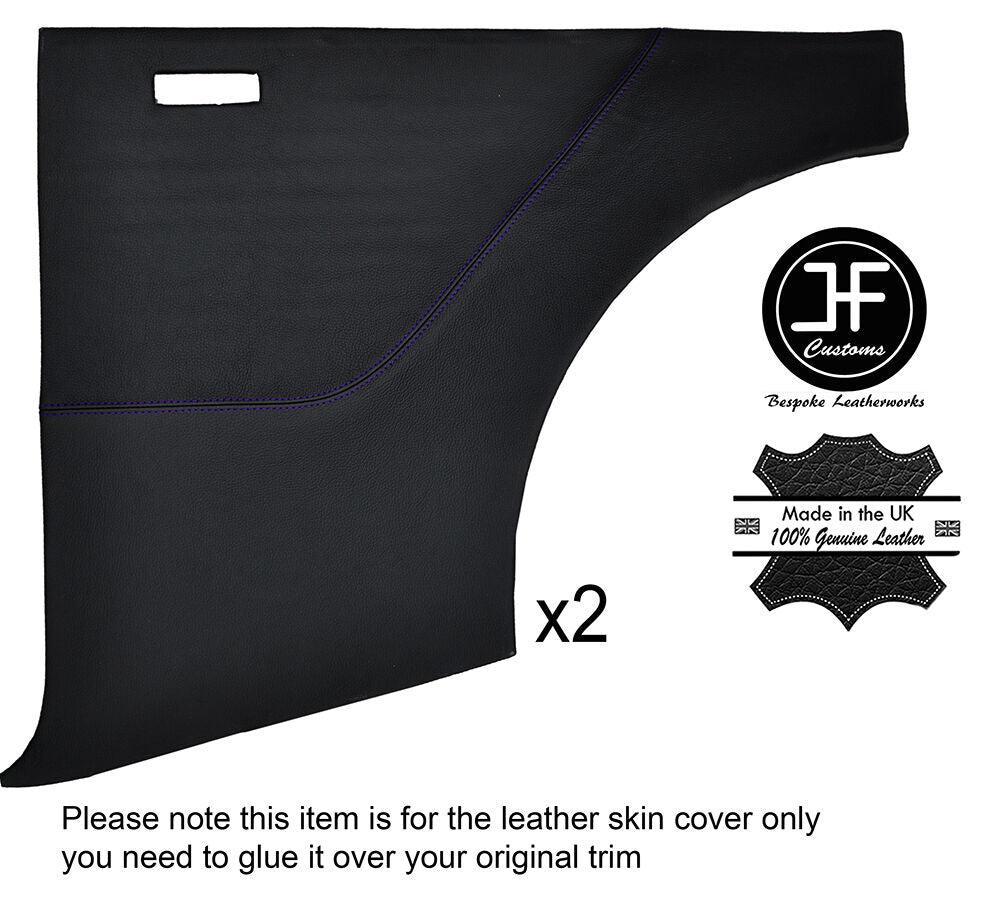 PURPLE STITCHING 2X REAR DOOR CARD LEATHER COVER FITS FORD ANGLIA 105E 123E