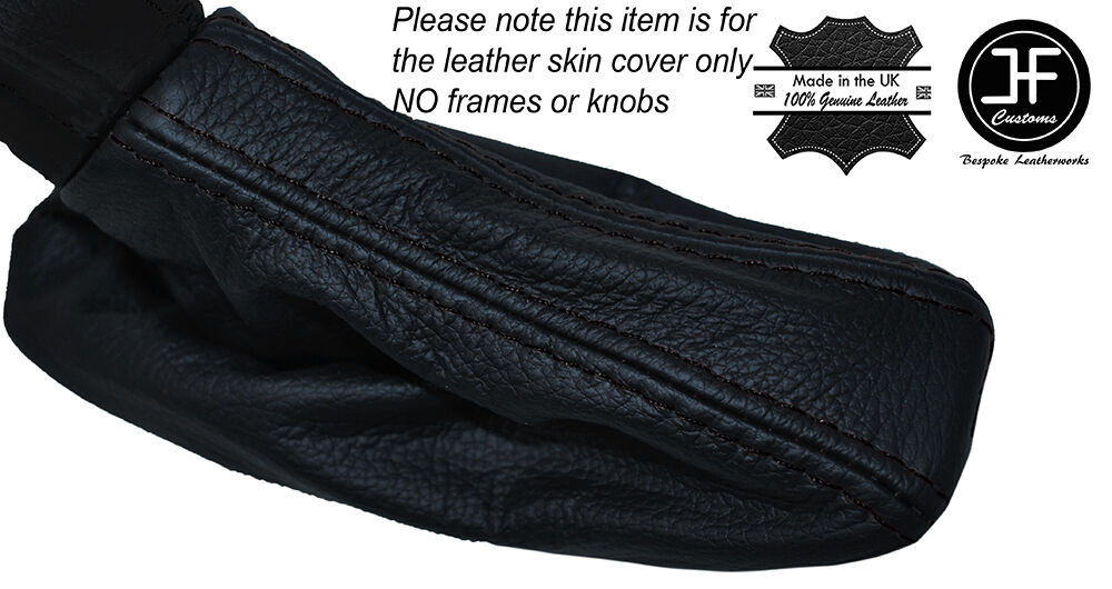 BLACK STITCHING LEATHER SKIN HANDBRAKE GAITER FITS VOLVO S90 960 1995-1998