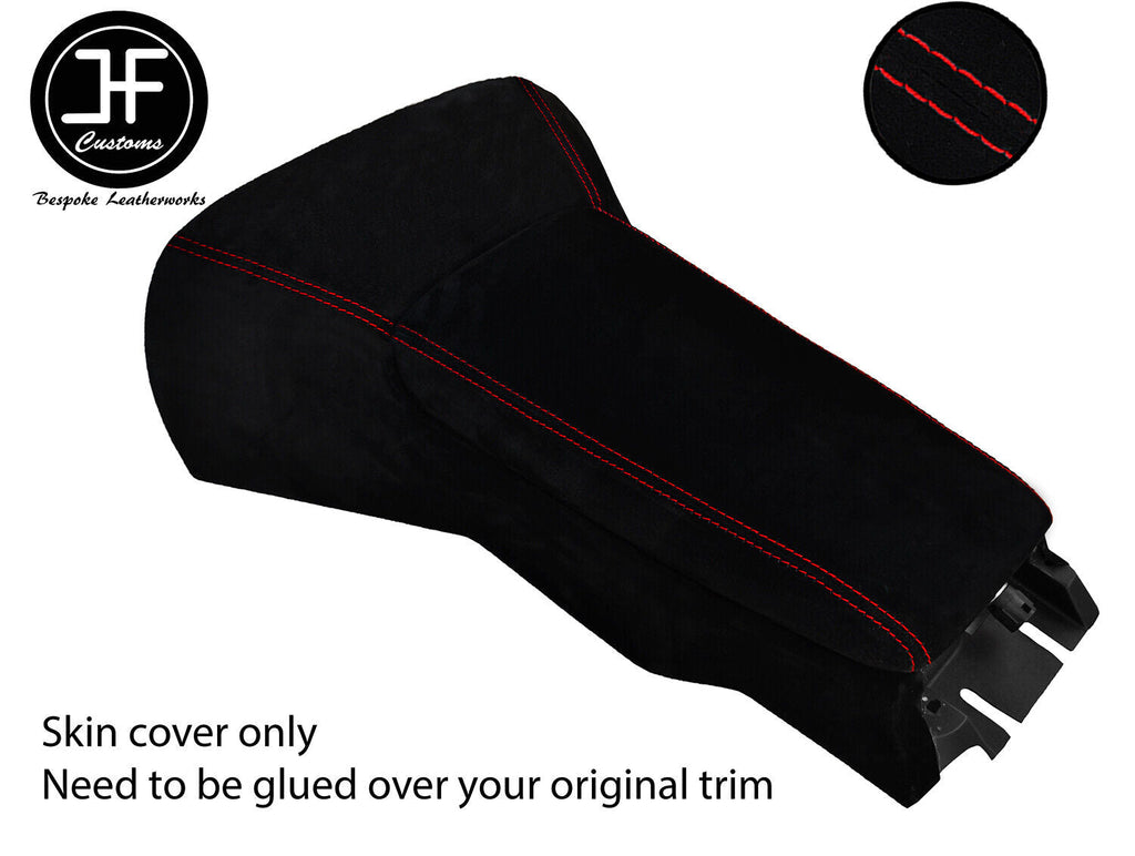 RED STITCH CENTRE CONSOLE COVER + ARMREST SUEDE COVERS FITS CORVETTE C5 97-04