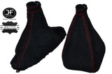 RED STITCH GEAR-HANDBRAKE GAITER FITS ALFA ROMEO BRERA 05-10 GENUINE SUEDE