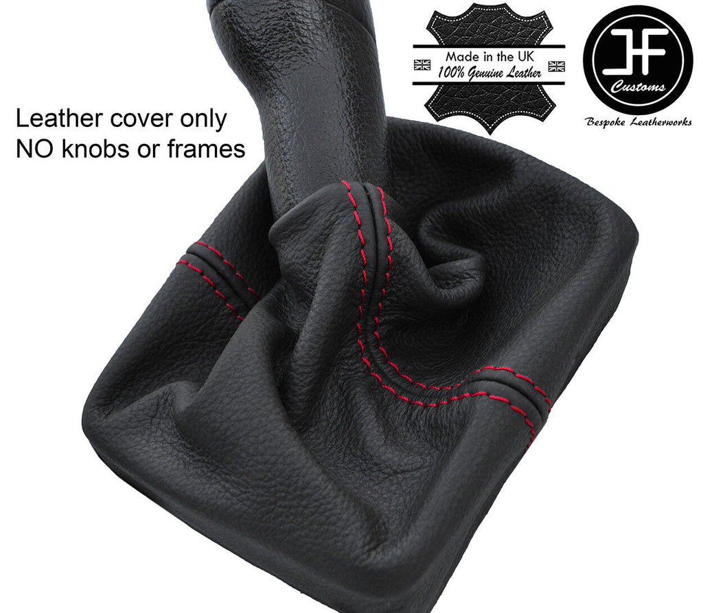 RED STITCH TOP GRAIN REAL LEATHER GEAR GAITER FITS VW POLO 9N 9N2 2002-2009