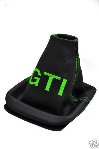FITS VW GOLF 4 Mk4 GAITER BOOT GTI EMBROIDERED L GREEN STICH CUSTOM NEW