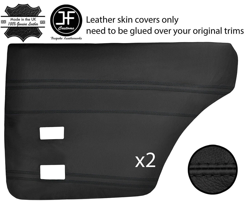 BLACK STITCH 2X REAR DOOR CARDS LEATHER SKIN COVERS FITS FORD CORTINA MK3 70-76