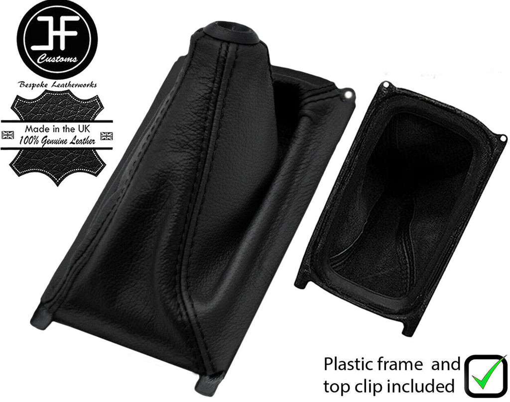 BLACK& BLACK LEATHER GEAR GAITER +PLASTIC FRAME+ TOP RING FOR HONDA CIVIC 88-95