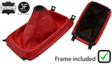 RED LEATHER GEAR GAITER + PLASTIC FRAME +TOP RING FOR HONDA CRX DEL SOL 92-98