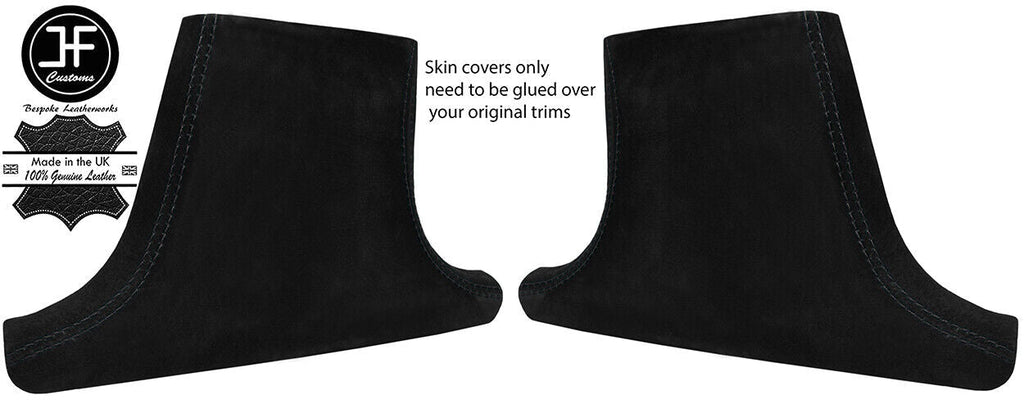 BLACK STITCH 2X LOWER B PILLAR SUEDE COVERS FITS MERCEDES W202 C CLASS 93-00