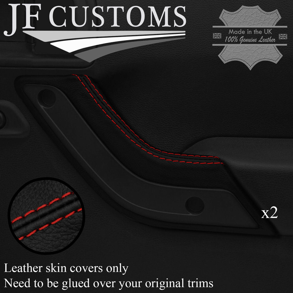 D RED STITCH LEATHER 2X FRONT DOOR HANDLE TRIM COVERS FITS JEEP WRANGLER 11-18