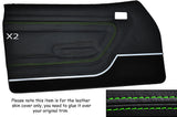 GREEN STITCH 2X FRONT DOOR CARDS LEATHER SKIN COVER FITS FORD CAPRI MK3 STYLE 2