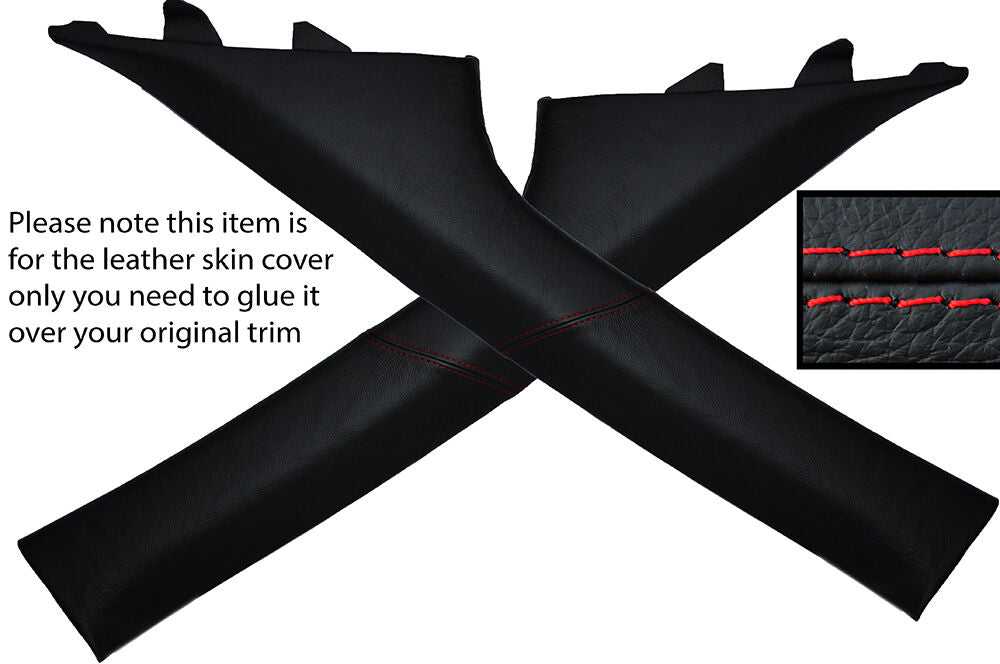RED STITCH 2X A POST PILLAR LEATHER SKIN COVERS FITS NISSAN MURANO 2003-2008