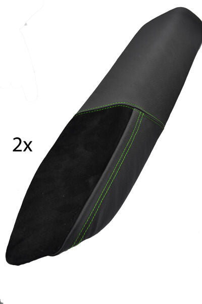 green stitch FITS LOTUS EXIGE/ELISE 2 X  SILL PANEL TRIM COVERS IN BLACK & SUEDE
