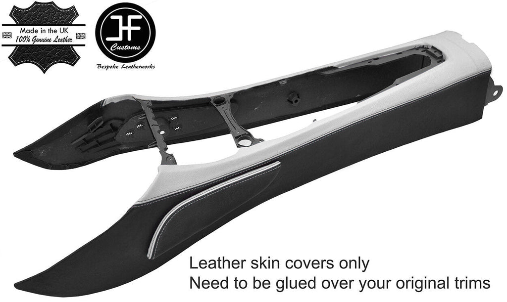 BLACK & WHITE REAL LEATHER CENTRE CONSOLE TUNNEL COVER FOR BMW Z4 E85 E86 03-09