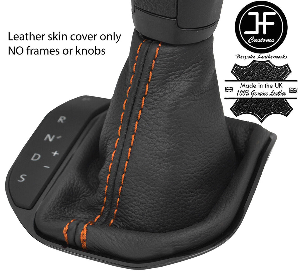 ORANGE STITCH LEATHER AUTO AUTOMATIC GEAR GAITER FITS VW T6 TRANSPORTER 16-19