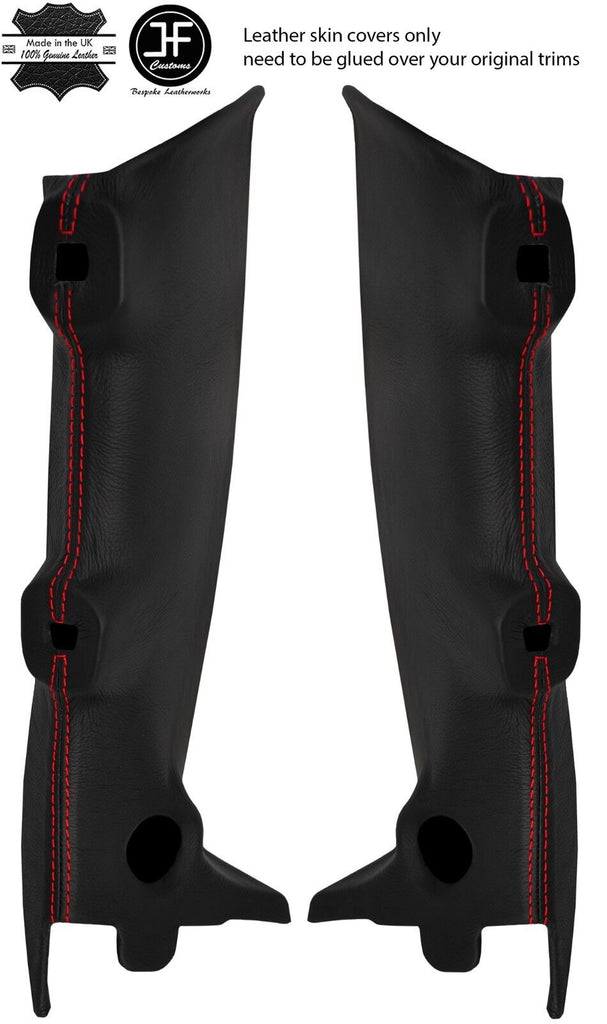 RED STITCH 2X A PILLAR TOP GRAIN REAL LEATHER COVERS FITS HUMMER H2 2003-2007