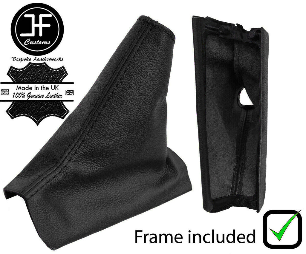 BLACK REAL LEATHER HANDBRAKE GAITER + PLASTIC FRAME FOR VOLVO V70 2001-2004