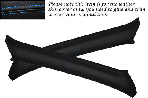 BLUE STITCH FITS MITSUBISHI L200 K74 98-06 2X WINDSCREEN A PILLAR LEATHER COVERS