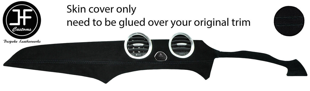 BLACK STITCH TWO PIECE DASH KIT TRIM SUEDE COVER FOR VAUXHALL OPEL ADAM 12-19