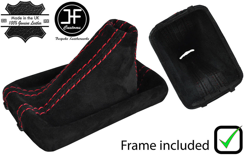 RED STITCHING SUEDE AUTOMATIC DSG GAITER + PLASTIC FRAME FOR VW POLO 6R 09-14