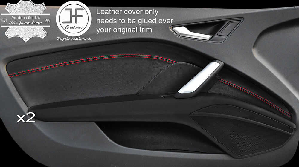 RED  STITCH 2X FRONT DOOR CARD TRIM LEATHER COVERS FITS AUDI TT 8S 2015-2017