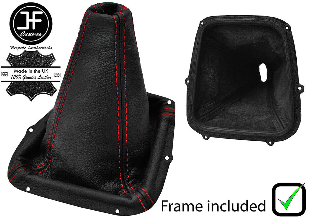 RED STITCH LEATHER MANUAL GEAR GAITER + PLASTIC FRAME FOR SUBARU LEGACY 99-03