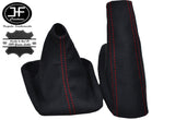 RED STITCHING FITS BMW E90 E91 E92 E93 BLACK SUEDE GEAR HANDBRAKE GAITER SET