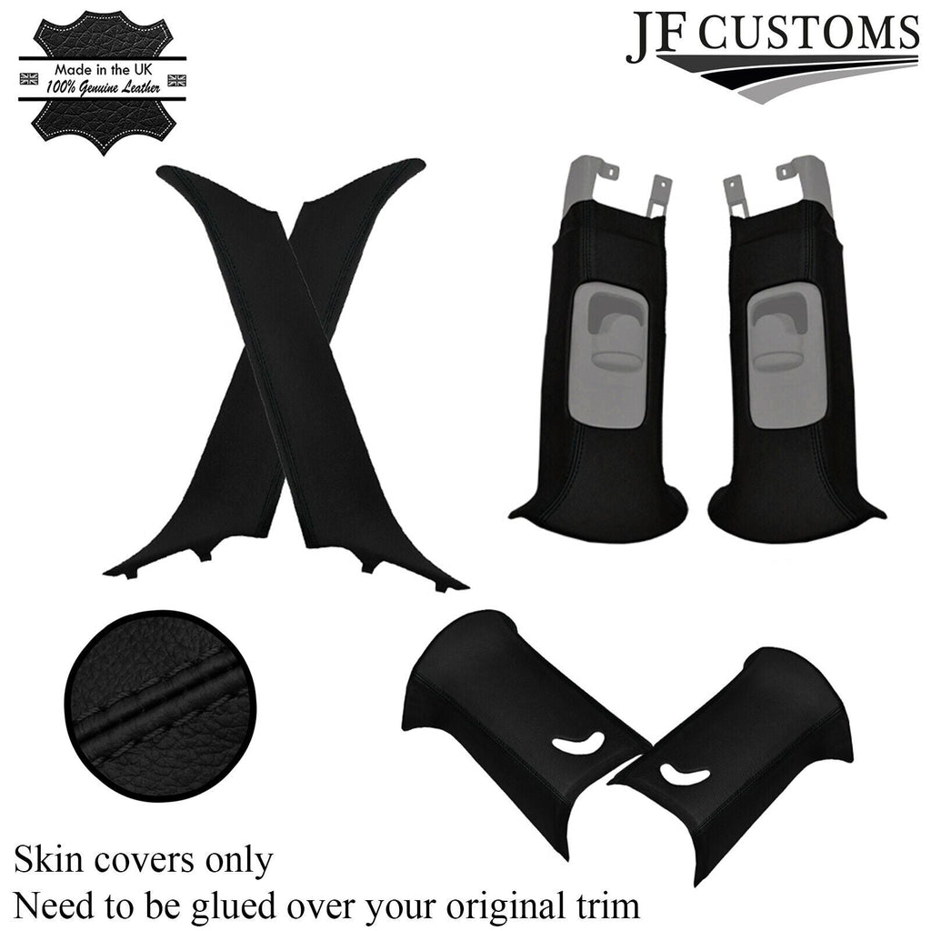 BLACK STITCH ITALIAN LEATHER PILLAR KIT COVERS FOR BMW MINI R50 R53 01-06