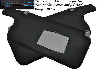 BLUE STITCH FITS MITSUBISHI EVO 4 5 6 IV V VI 2X SUN VISORS LEATHER COVERS ONLY