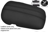 BLACK & BLACK STRIPE REAL LEATHER ARMREST LID COVER FITS FORD MUSTANG 2015-2017