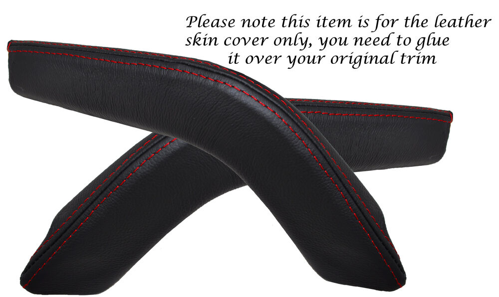 RED STITCH 2X CENTRE CONSOLE GRAB HANDLE COVERS FITS SEAT TOLEDO ALTEA 06-13