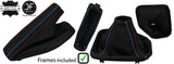 BLACK & TRI STITCH LEATHER MANUAL GAITER SET+PLASTIC FRAME FOR BMW 5 E39 95-03