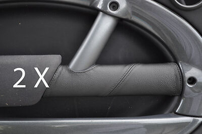 black stitching FITS BMW MIN ONE COOPER S 2004-2006 2X LEATHER DOOR TRIM COVERS