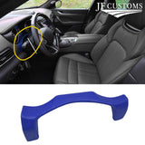 FOR MASERATI LEVANTE BLUE LEATHER COVERED UPPER STEERING COLUMN TRIM + FRAME