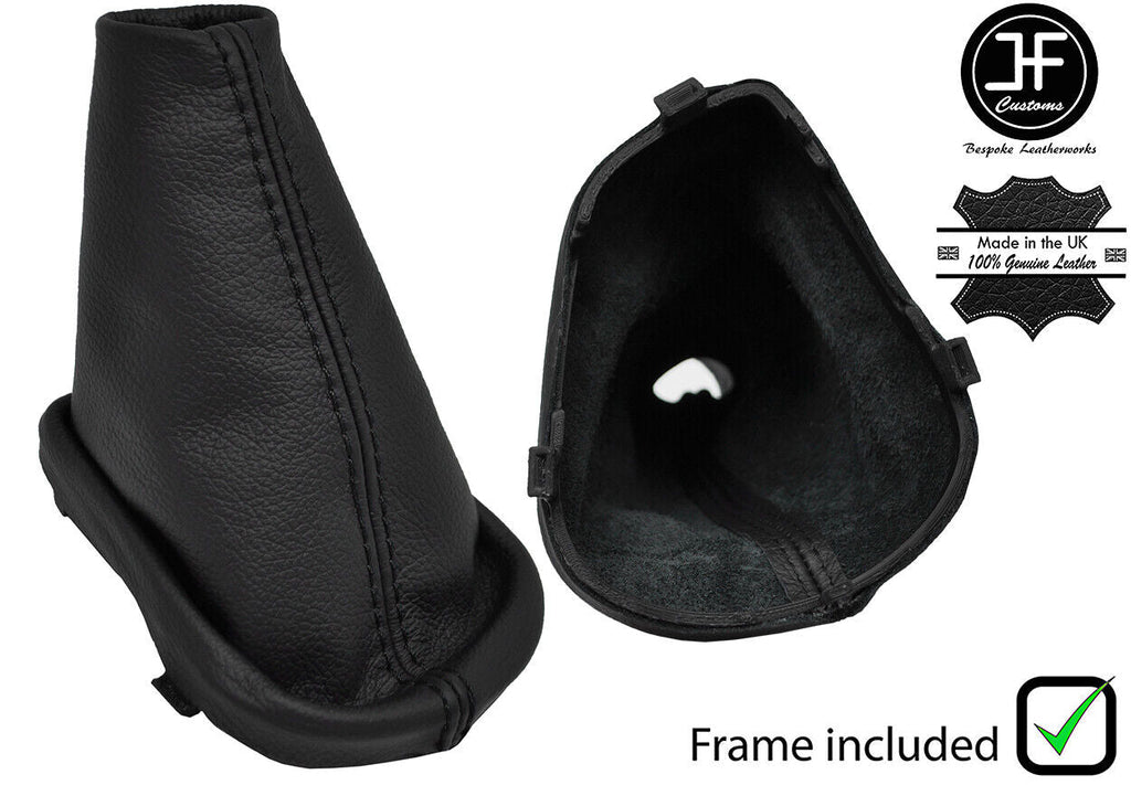 BLACK STITCH LEATHER MANUAL GEAR GAITER+PLASTIC FRAME FITS DACIA SANDERO 13-19