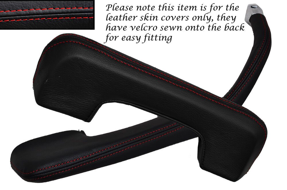 RED STITCH 2X FRONT DOOR HANDLE LEATHER COVERS FITS MERCEDES W123 W114 W115