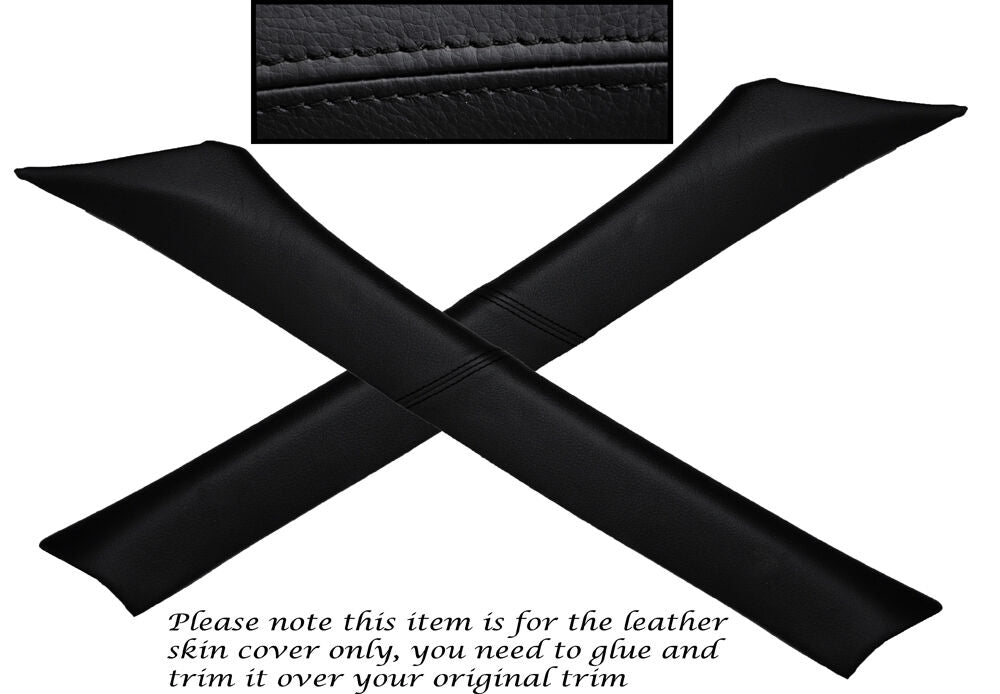 BLACK STITCH 2X A PILLAR LEATHER SKIN COVERS FITS BMW E36 SALOON 1991-1998