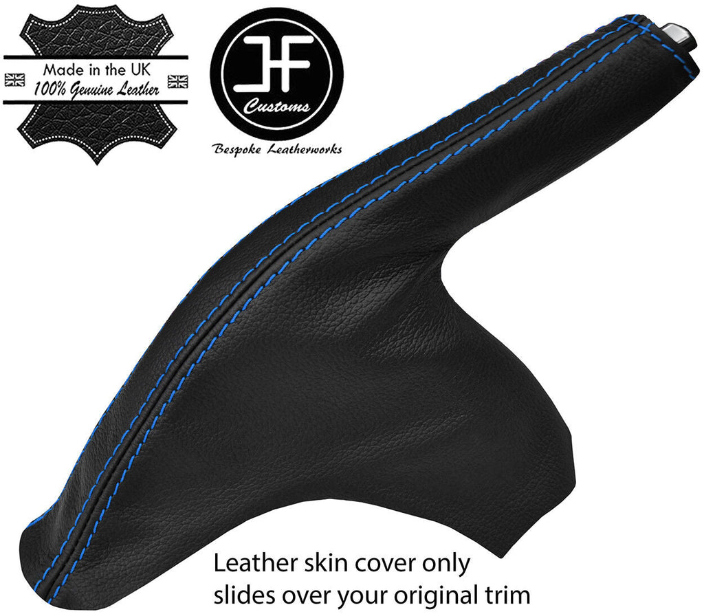 BLUE STITCH REAL LEATHER SLIM HANDBRAKE GAITER COVER FOR FORD FIESTA MK7 08-13